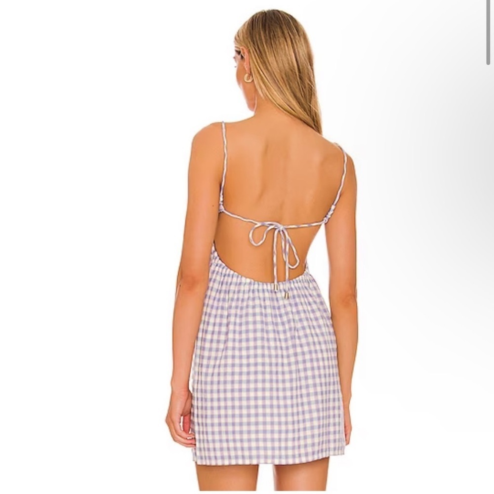 NWT LSpace S Anika Park Slope Gingham Resort Wear Mini Dress Open Back